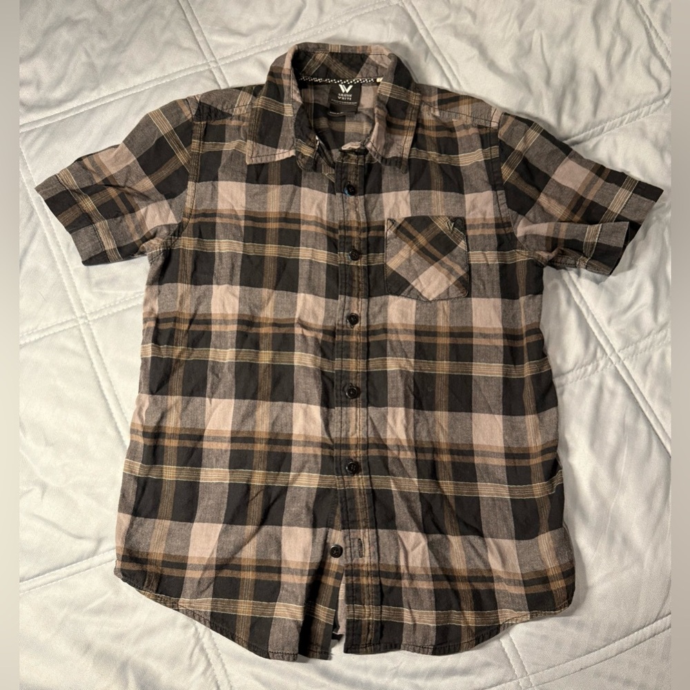Shaun White Black and Brown Plaid Button Down Shirt